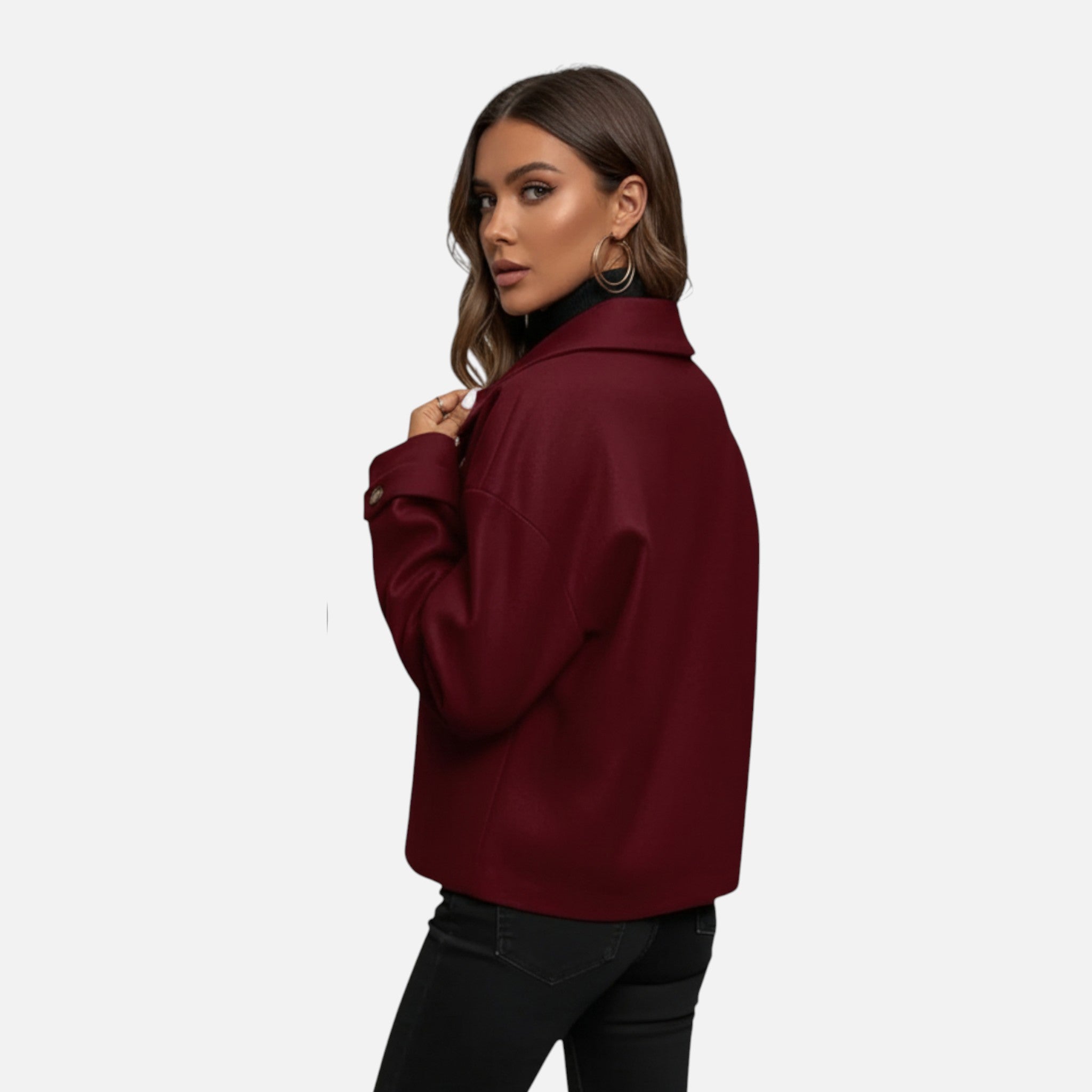 Vallmere | Women’s Ivy-League Burgundy Button-Front Coat