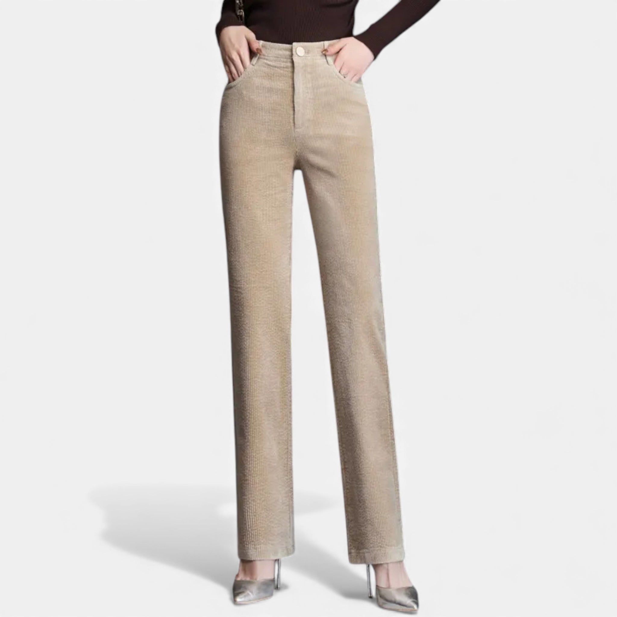 Vallmere | Women’s Velvet Straight‑Leg Trousers