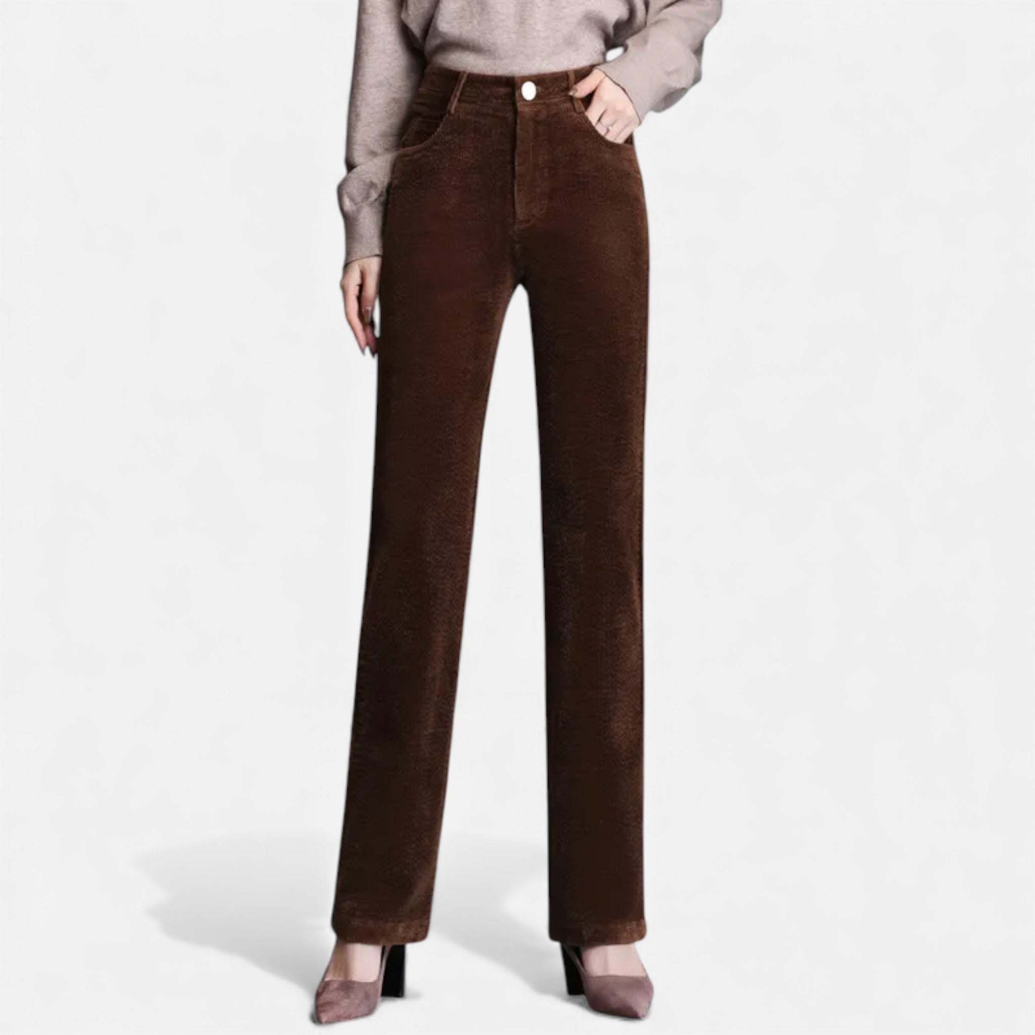 Vallmere | Women’s Velvet Straight‑Leg Trousers