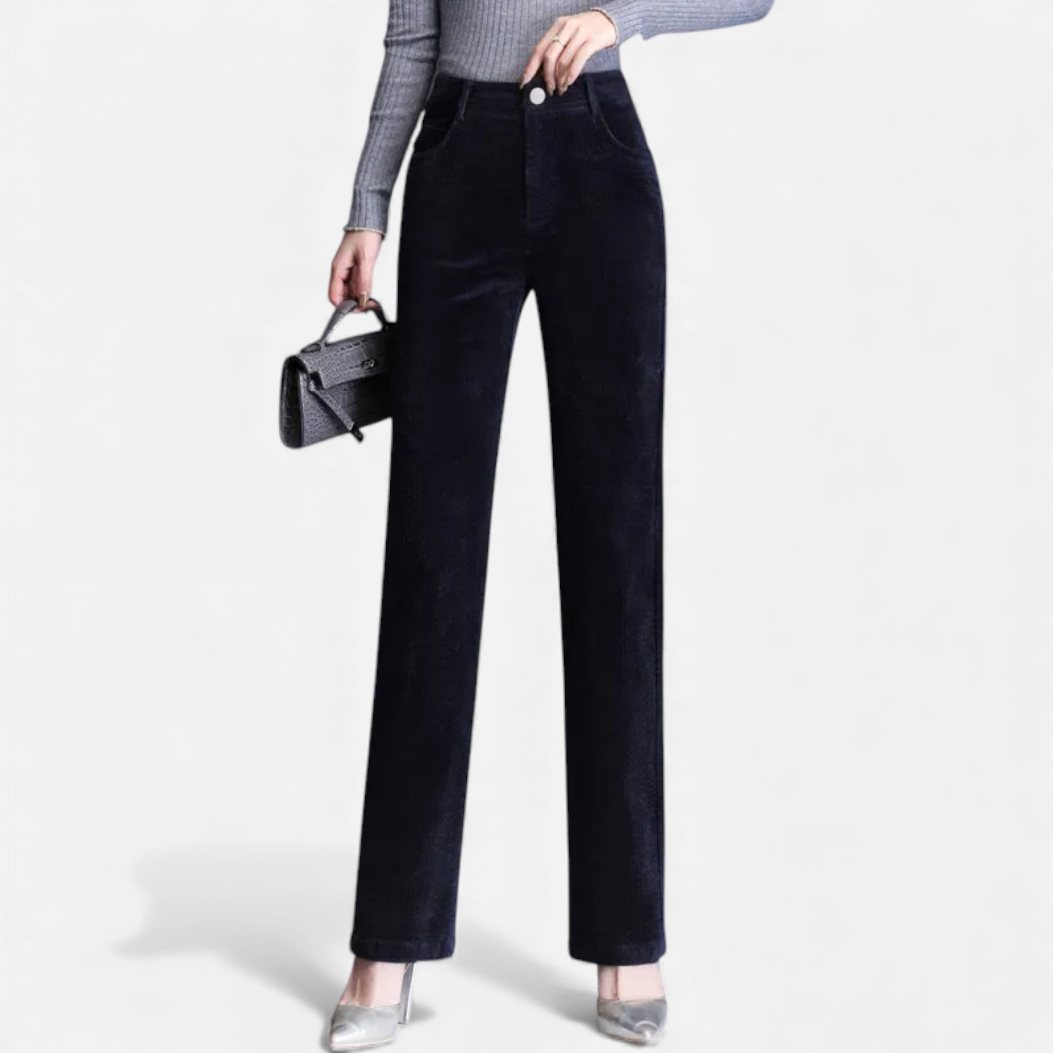 Vallmere | Women’s Velvet Straight‑Leg Trousers
