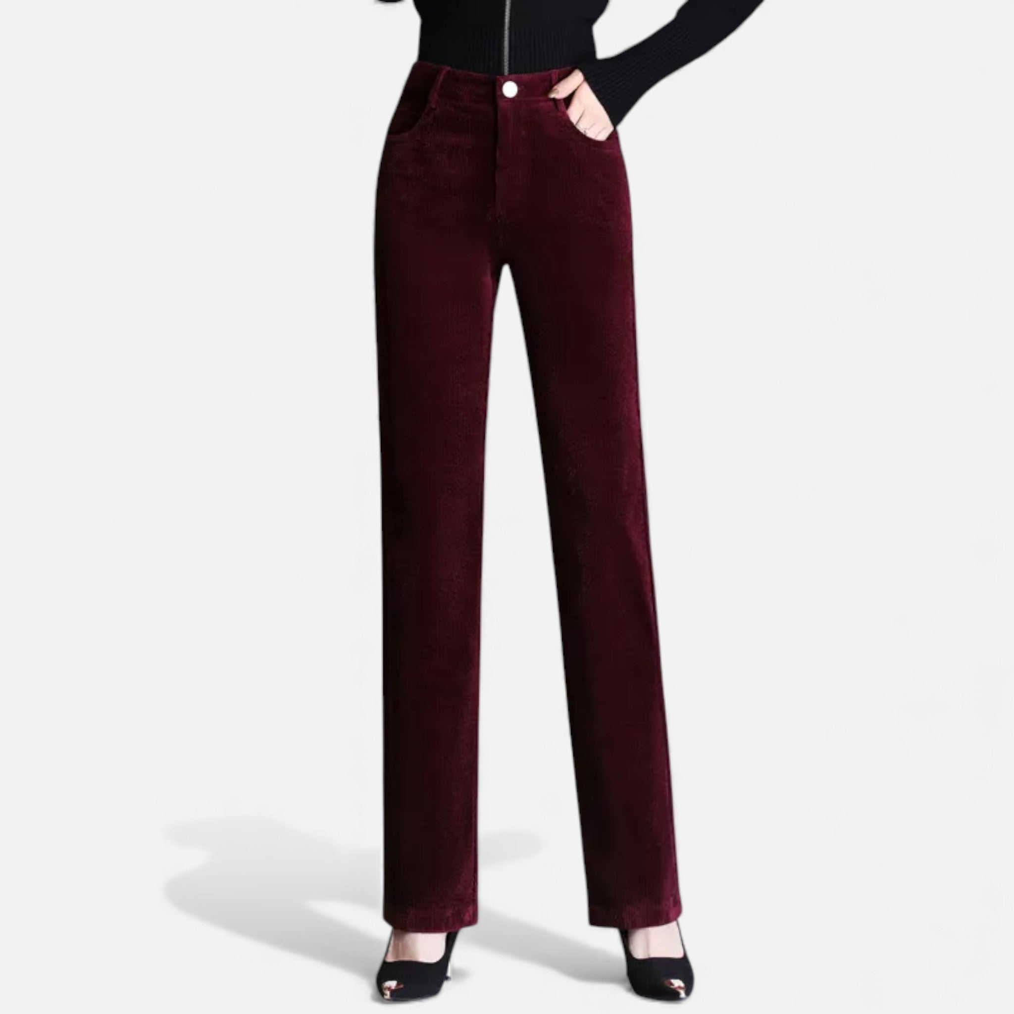 Vallmere | Women’s Velvet Straight‑Leg Trousers