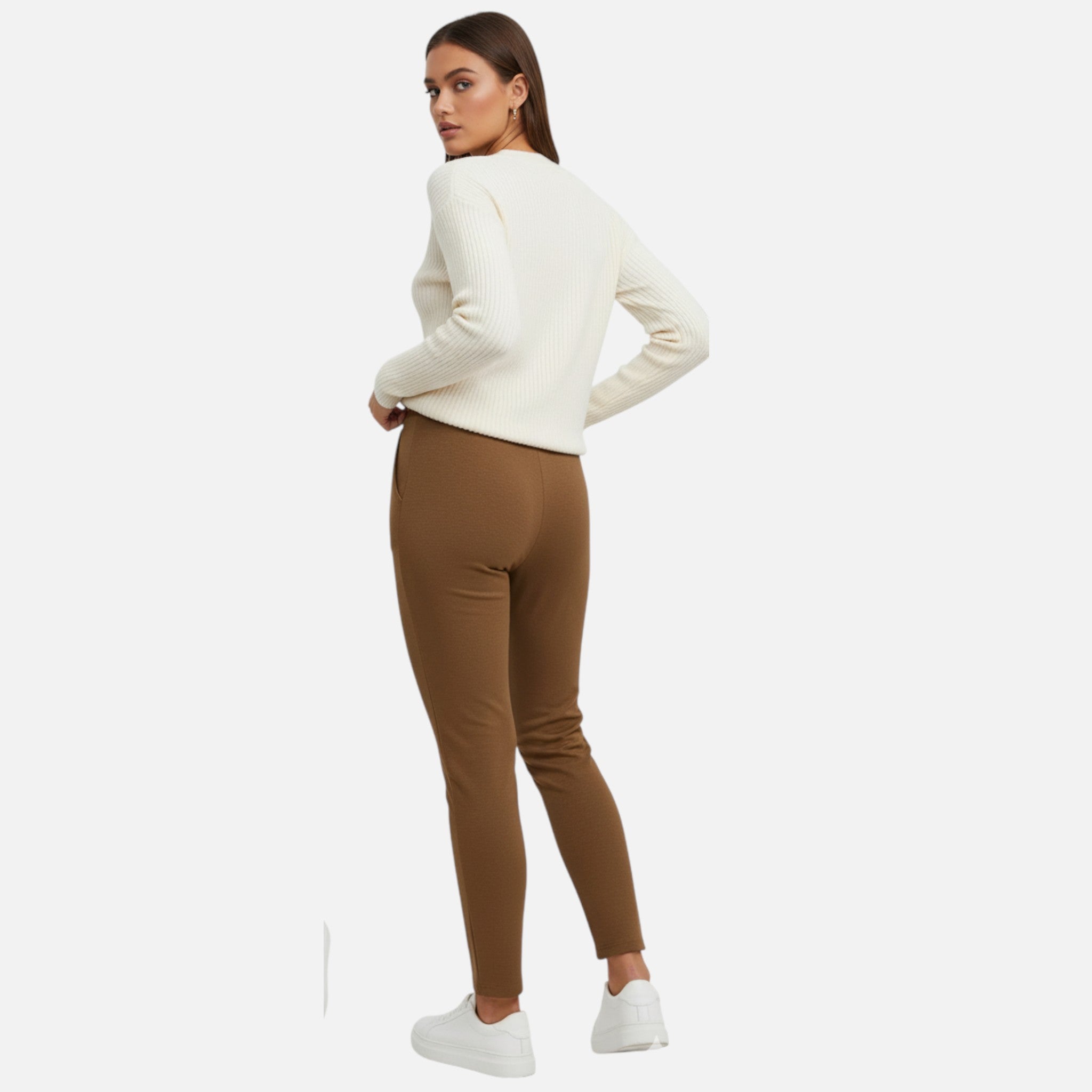 Vallmere | Women’s Plus Size Elegant Brown Knit Trousers