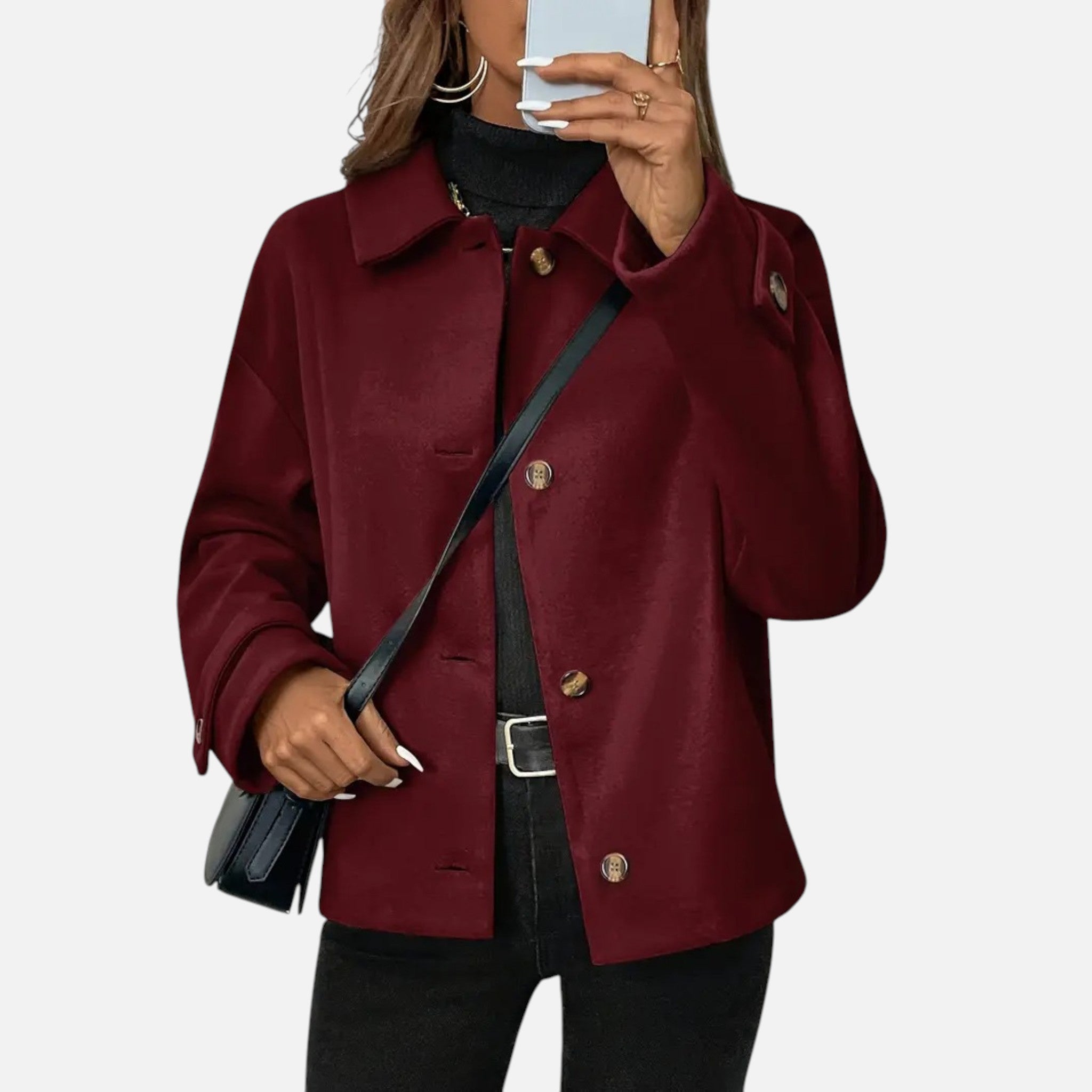 Vallmere | Women’s Ivy-League Burgundy Button-Front Coat