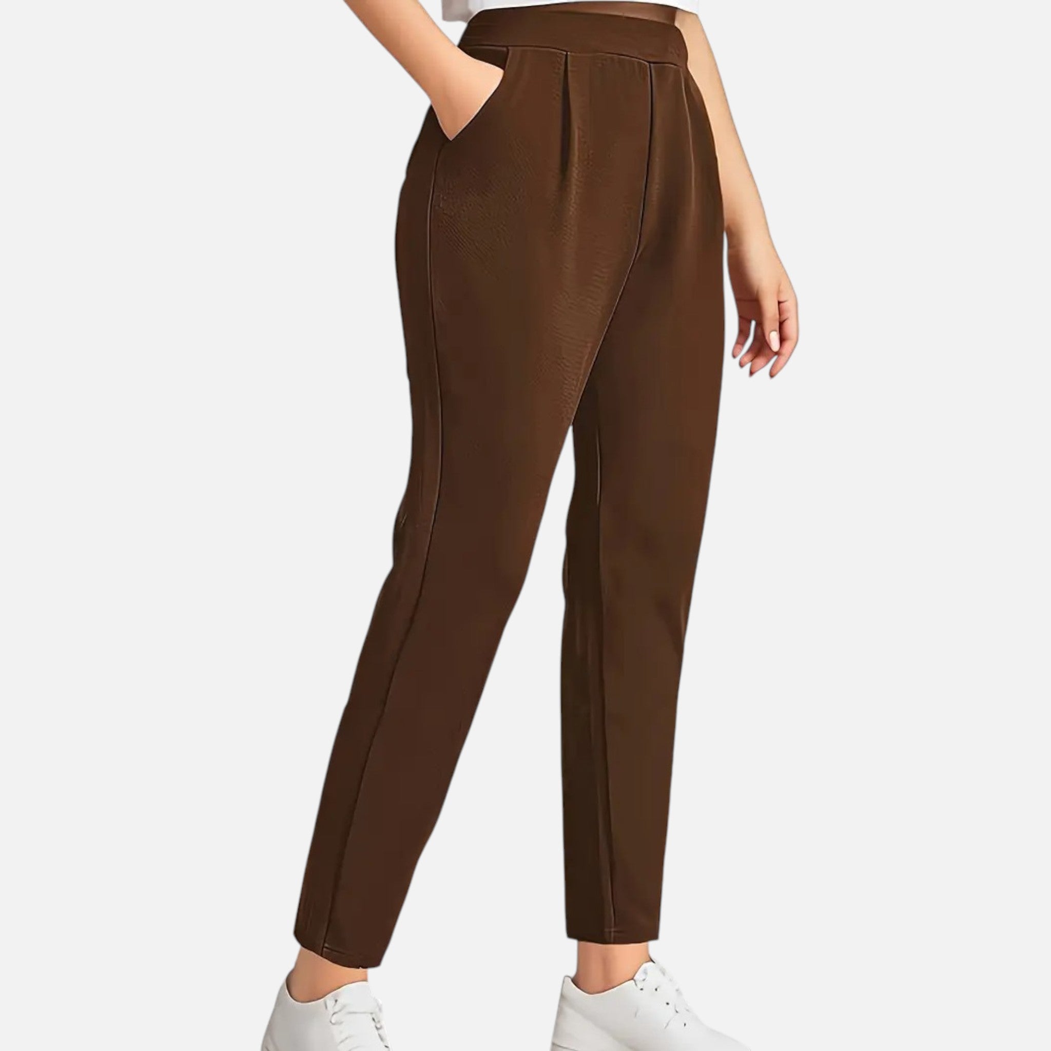 Vallmere | Women’s Plus Size Elegant Brown Knit Trousers