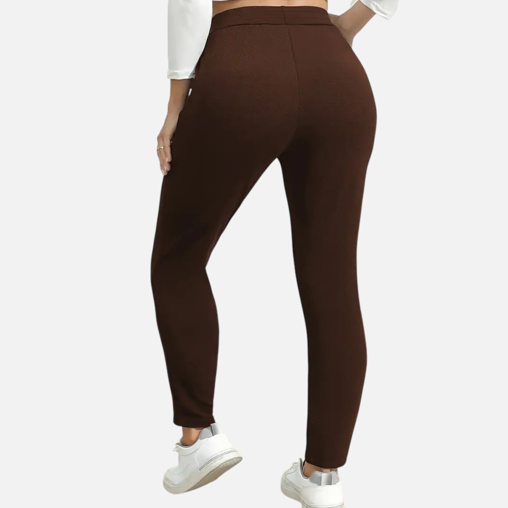 Vallmere | Women’s Plus Size Elegant Brown Knit Trousers